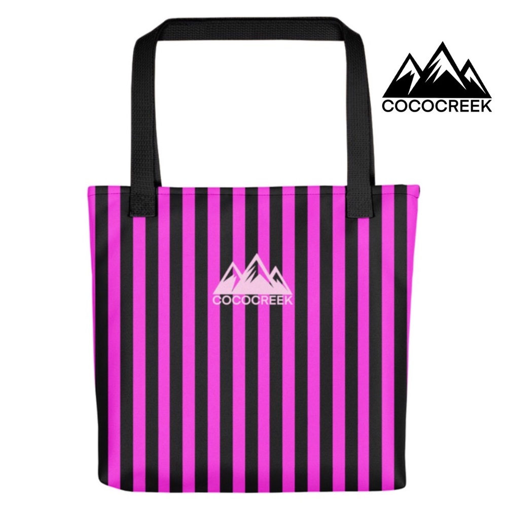 Cococreek Hot Pink and Black Stripes Tote